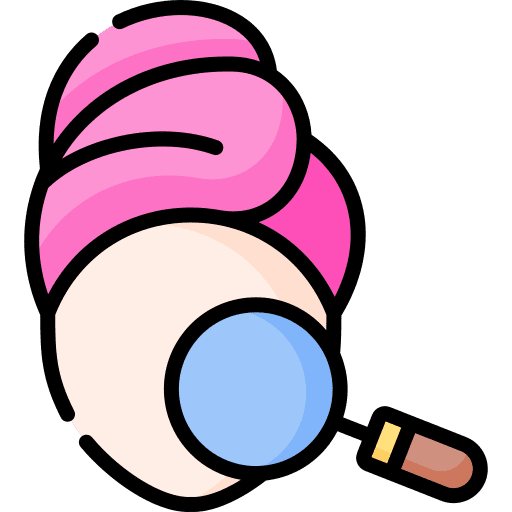 Skin problem towel dermatology magnifying glass icon Skin problem towel dermatology magnifying glass icon