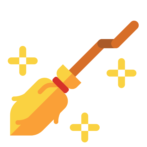 Broom wizard flying broom wiping icon