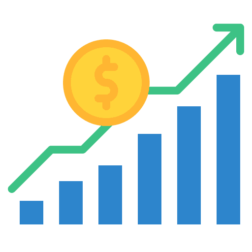 Growth bar chart bank payment icon