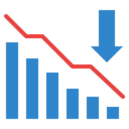 Lost bar chart banking churn icon