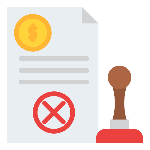 Rejected loan document business and finance icon Rejected loan document business and finance icon