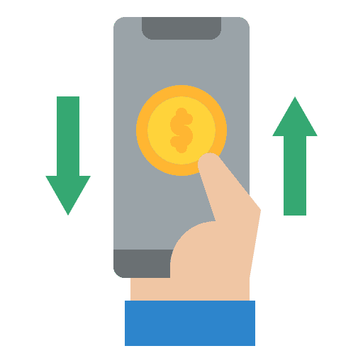 Money transfer online transfer dollar phone icon Money transfer online transfer dollar phone icon