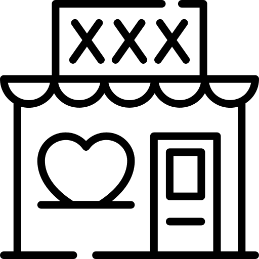 Sex shop erotic architecture and city store icon