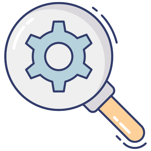 Magnifying glass search cogwheel magnifying glass icon