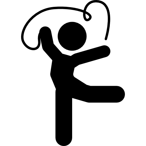 Artistic gymnast posture with ribbon pose silhouette posture icon