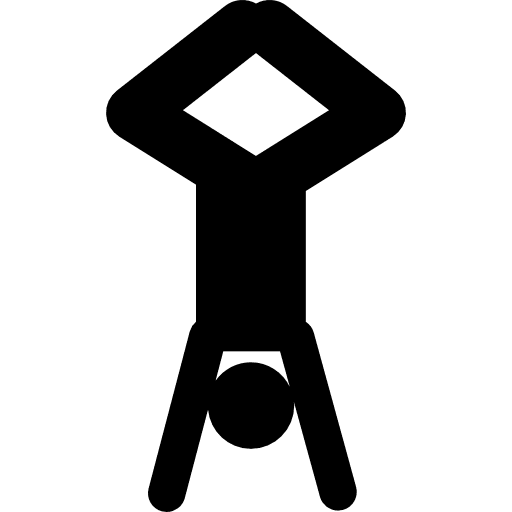 Acrobat posture silhouette with head down and legs up person extreme sports posture icon