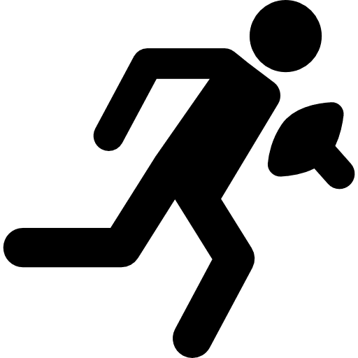Rugby player running with the ball ball player person icon