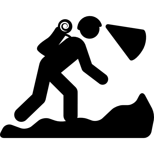 Hiker silhouette on mountain hiking sports hiker icon