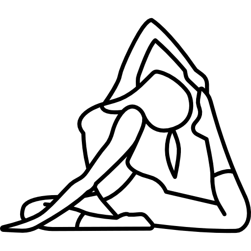 Woman stretching her body on the floor sports calm relax icon