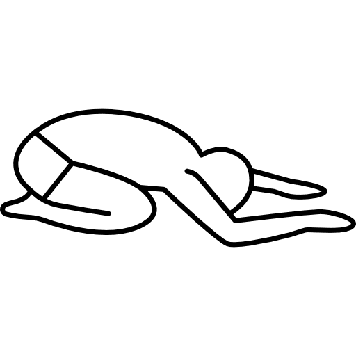 Man on his knees stretching arms on floor calm praying sports icon Man on his knees stretching arms on floor calm praying sports icon