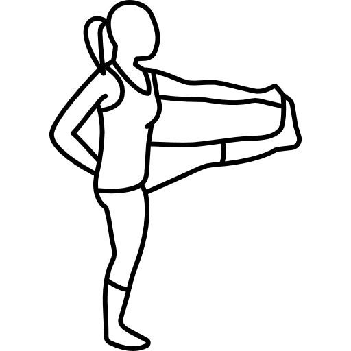 Woman stretching left leg sport aerobic yoga icon Woman stretching left leg sport aerobic yoga icon