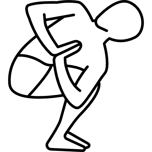 Man on squat position turning waist yoga calm sports icon Man on squat position turning waist yoga calm sports icon