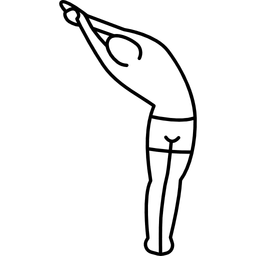 Man up flexing to right sport pilates excercise icon Man up flexing to right sport pilates excercise icon