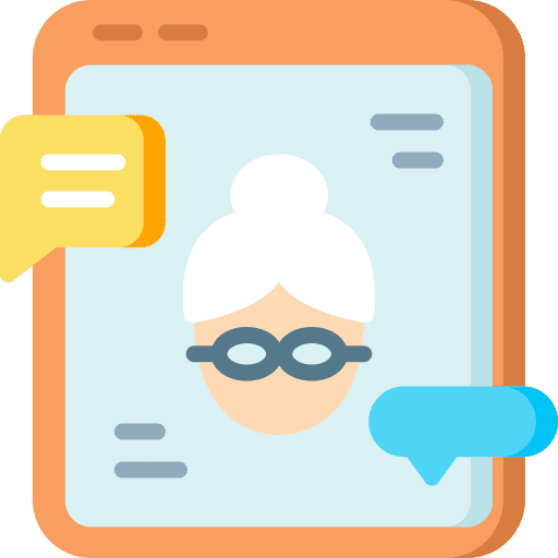 Old woman user comment social media icon Old woman user comment social media icon