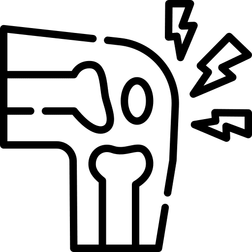 Pain in joints articulation knee body part icon