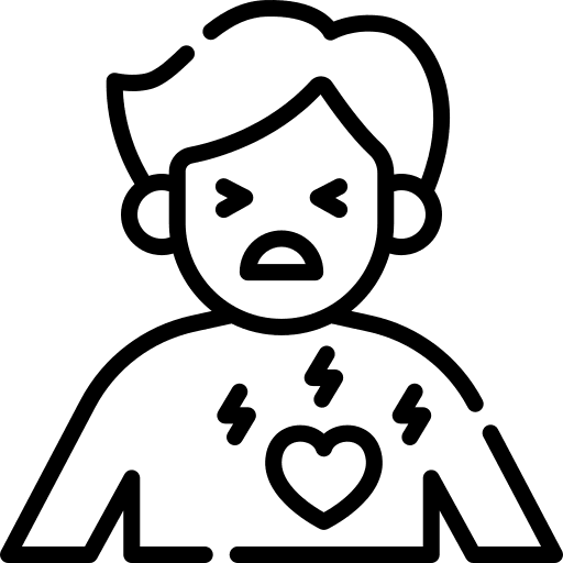 Chest pain or pressure sick person symptom heart icon Chest pain or pressure sick person symptom heart icon