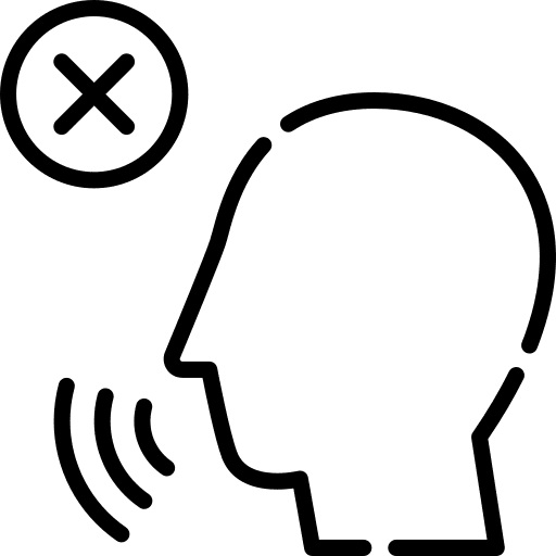 Inability to speak cross mark sick signaling icon Inability to speak cross mark sick signaling icon