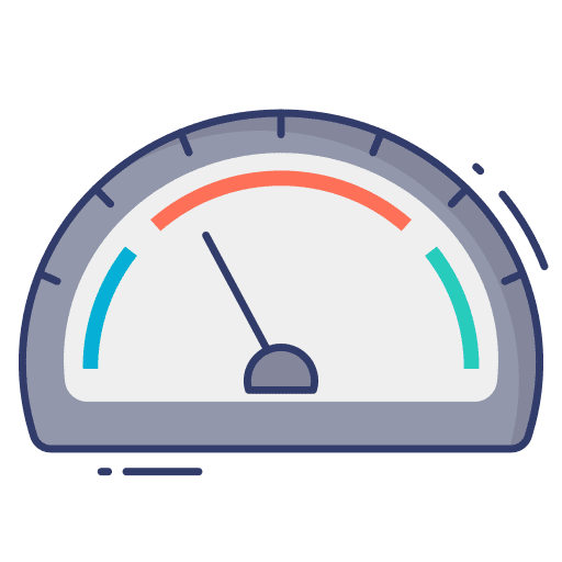Speedometer gauge reading time and date icon