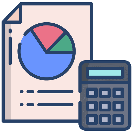 Calculator accounting analysis pie chart icon