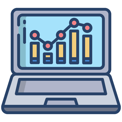 Laptop business and finance graphic growth icon