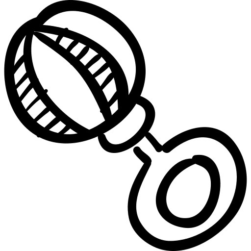 Musical hand drawn rattle toys icon