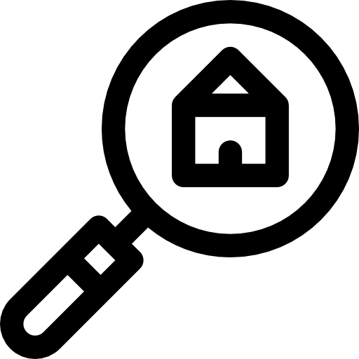 House magnifying glass searching house icon