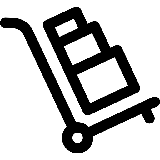 Wheelbarrow cart luggage suitcase icon