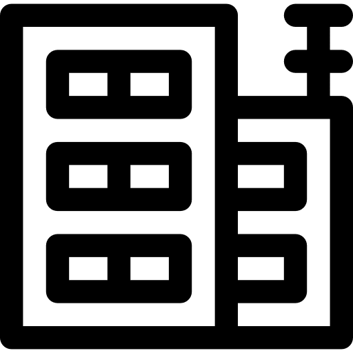 Flats skyscrapers city buildings icon