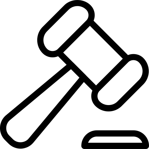 Auction hammer business and finance judge icon