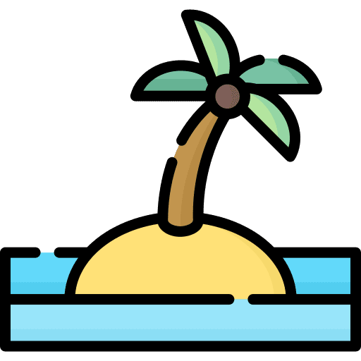 Island palm tree beach holiday icon