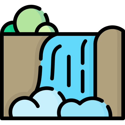 Waterfall nature landscape trees icon