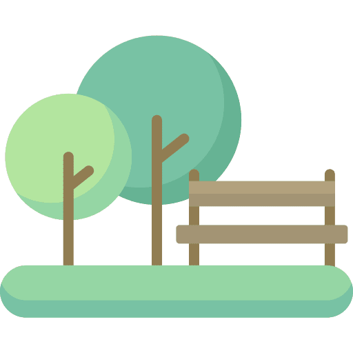 Park landscape city bench icon