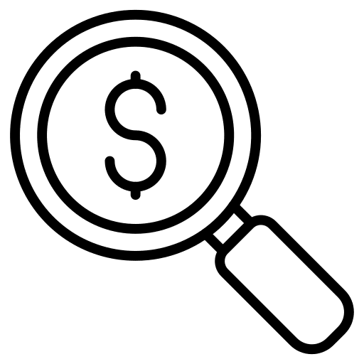 Magnifier invest business and finance view icon