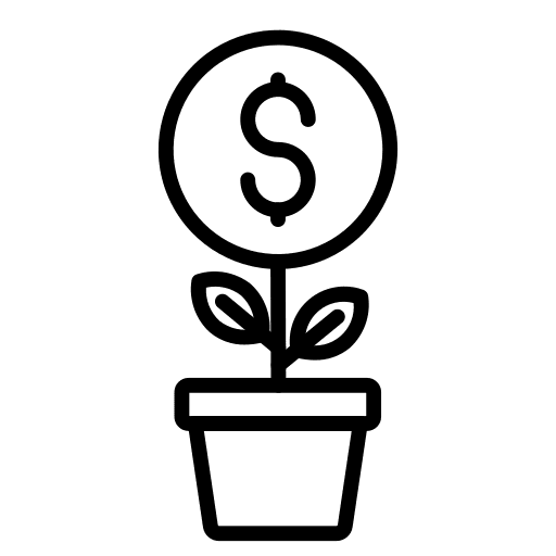 Plant business and finance increase money icon