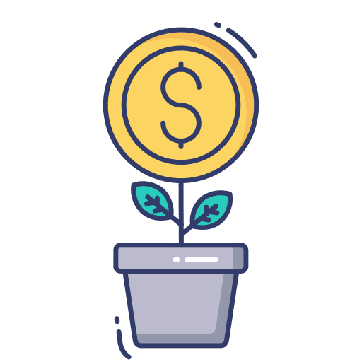 Plant growth invest dollar icon