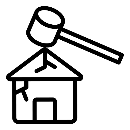 Destroy architecture and city building destroy icon