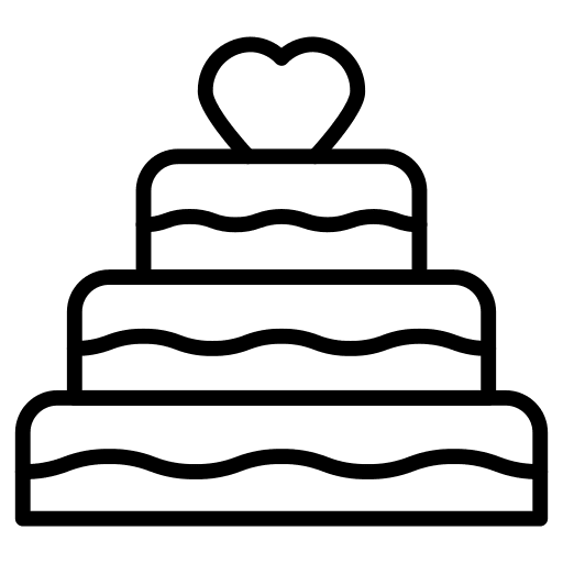 Wedding cake food and restaurant heart valentines day icon