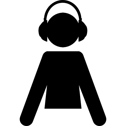 Male cartoon silhouette with headphones male headphone cartoon icon