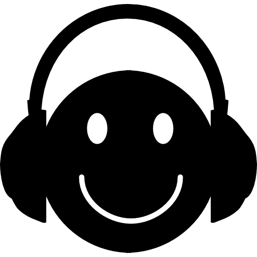 Happy face with headphones happy face happy smiling icon