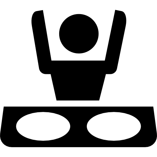 Disc jockey on his booth cartoon variant music player music dj booth icon