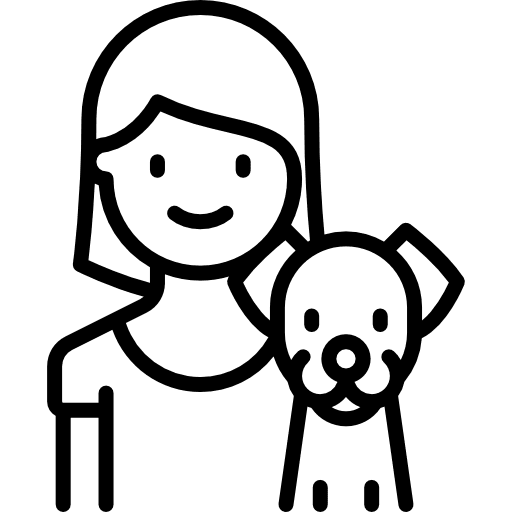 Pet woman animals family icon