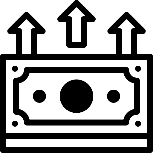 Increase business and finance dollar sign increase icon Increase business and finance dollar sign increase icon