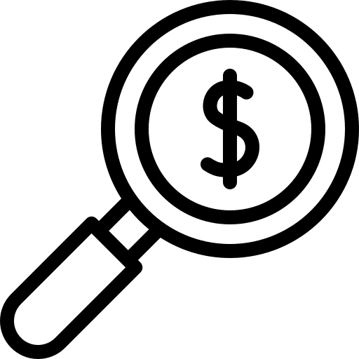 Money currency dollar search icon