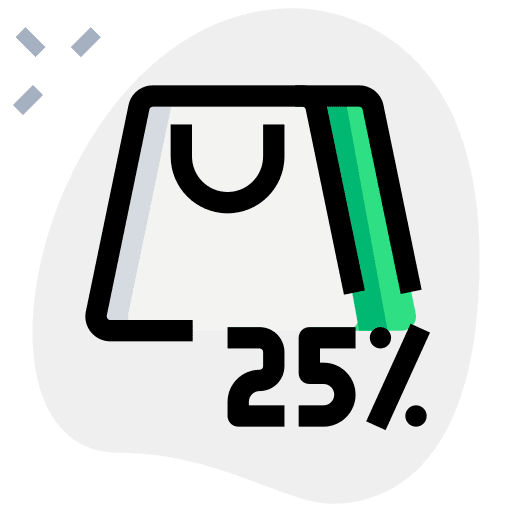 25 percent percentage commerce and shopping shopping bag icon