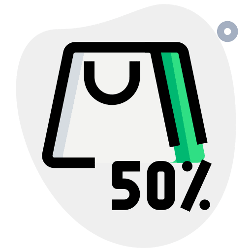 50 percent 50 percent percentage commerce and shopping icon