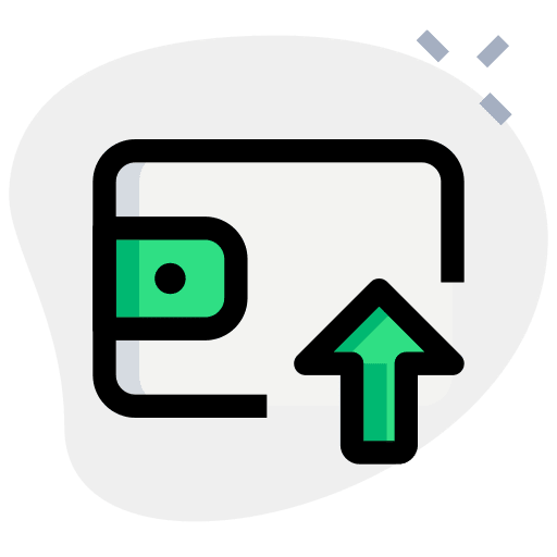 Upload arrow up cash pay icon