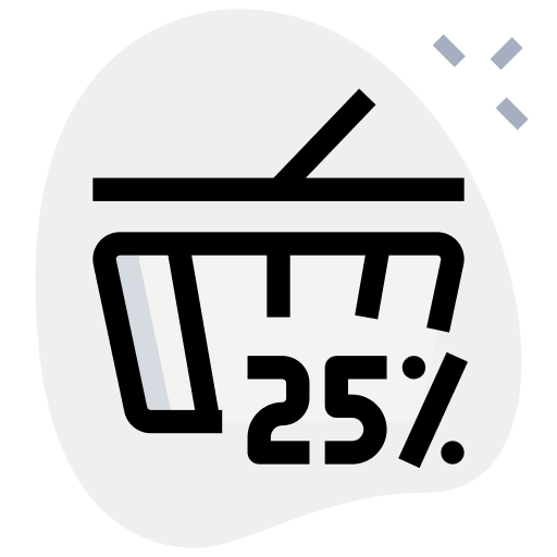 25 percent supermarket shopping basket shopping cart icon