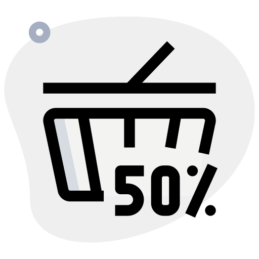50 percent shopping center commerce and shopping supermarket icon