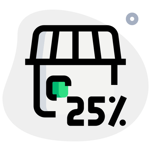 25 percent ecommerce online shop market icon