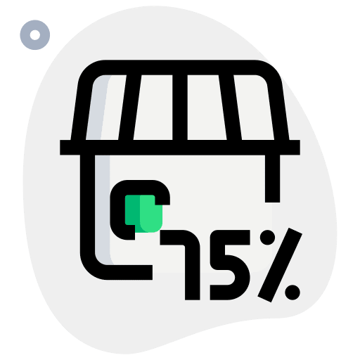 75 percent commerce and shopping 75 percent shopping store icon